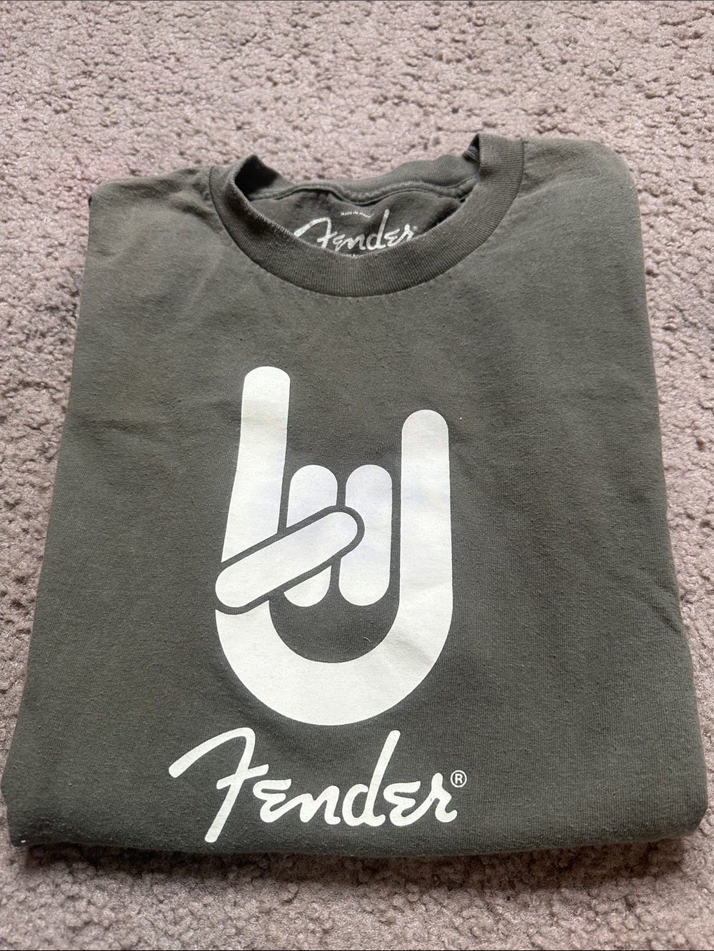 Fender Olive Green Short-Sleeve Tee with White Logo